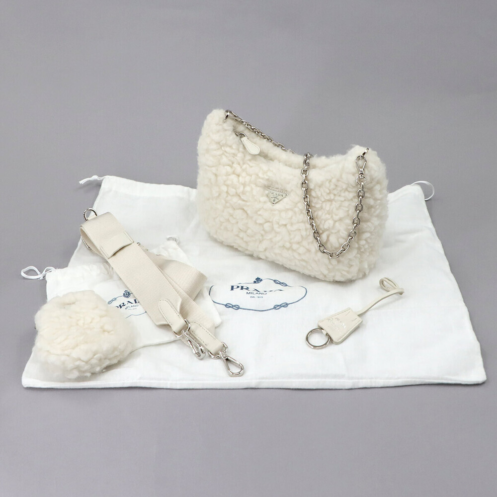 Prada Edition Shoulder Bag Wool Silk Cashmere White - Picture 2 of 8